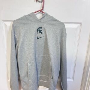 Nike Gray Hoodie with Dark Green Spartan Logo